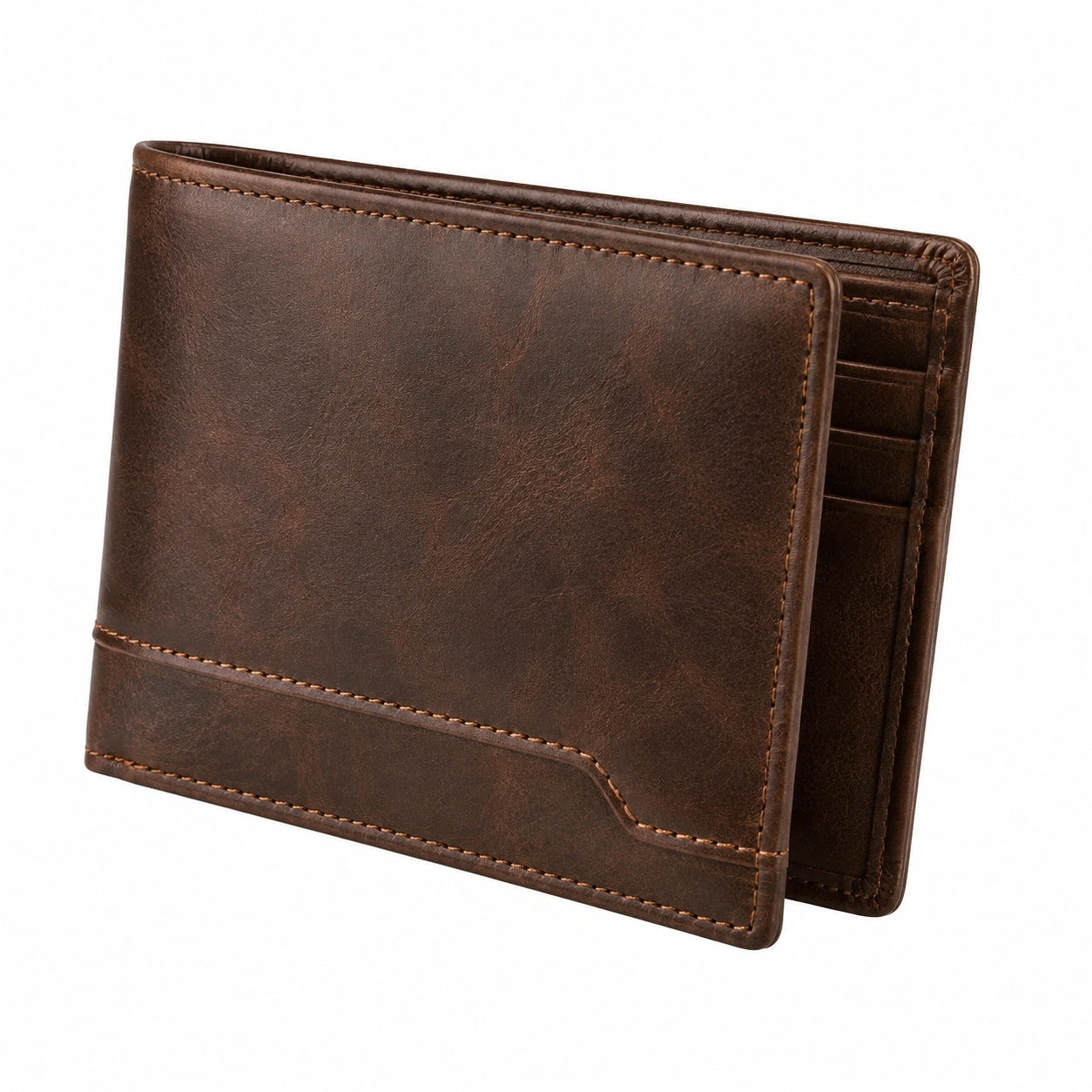 Portefeuille pliant 12 x 9 x 2 cm en simili cuir marron avec rangements pour cartes