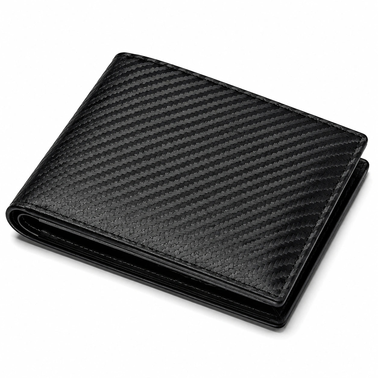 Portefeuille pliable noir en matière synthétique tressée 11.5 x 9.5 x 1.5 cm