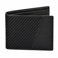 Portefeuille pliant 11.5 x 9.5 cm noir en matière synthétique tressée pour homme