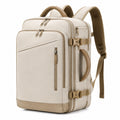 Sac à dos 32 x 18 x 46 cm en tissu synthétique beige avec compartiments zippés et poignées de transport