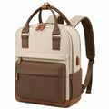 Sac à dos 30 x 15 x 40 cm en textile beige et marron avec compartiments et poignées