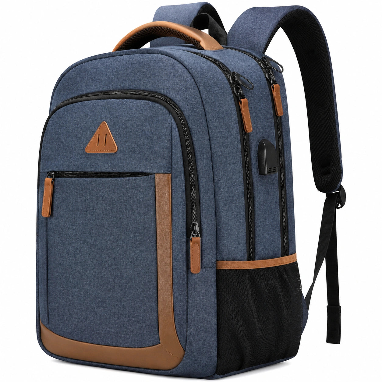 Sac à dos 46 cm bleu en tissu synthétique pour ordinateur portable avec port USB