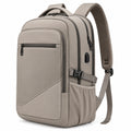 Sac à dos 32 x 16 x 46 cm en polyester taupe pour ordinateur avec port USB et bretelles rembourrées