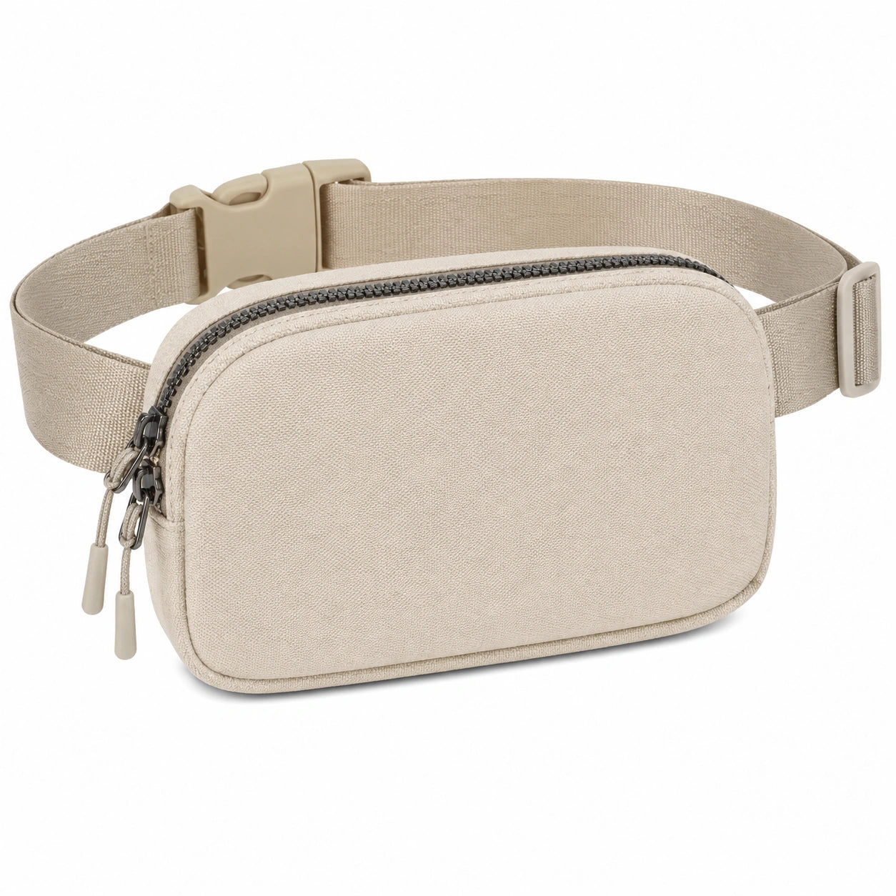 Sac banane 20 x 5 x 13 cm en textile beige à ceinture réglable