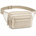 Sac banane 24 x 6 x 15 cm transparent beige en PVC et textile à poches zippées