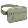 Sac banane 20 x 6 x 14 cm en tissu synthétique vert sauge à fermeture zippée