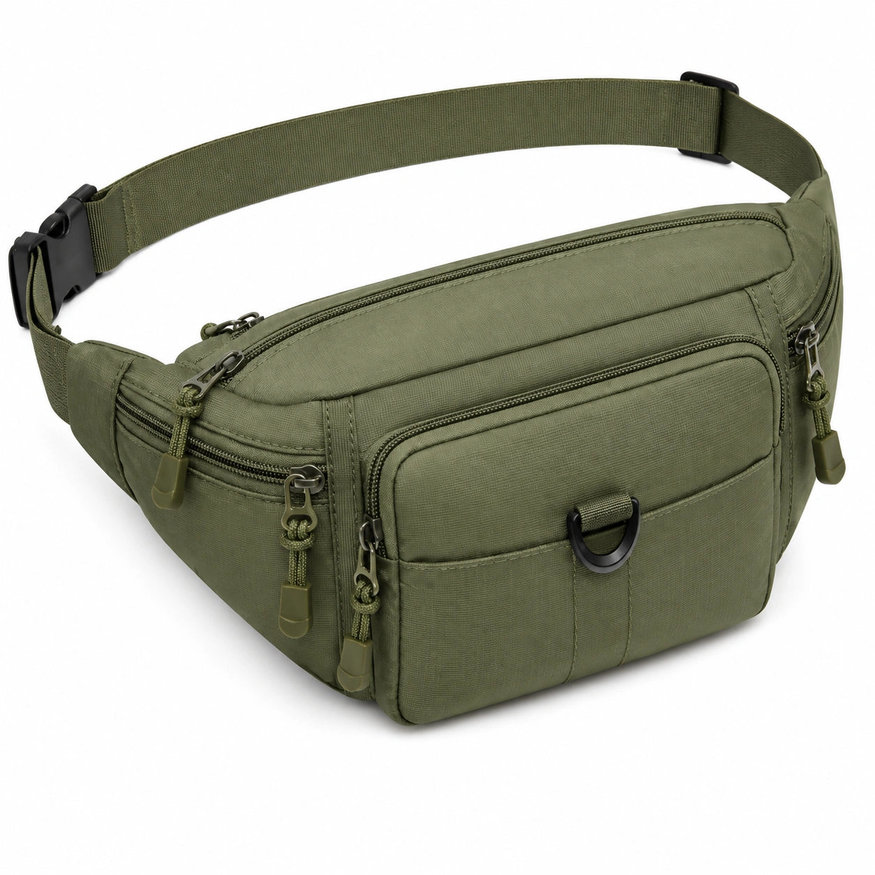 Sac banane 35 x 8 x 15 cm en polyester vert kaki multipoches réglable