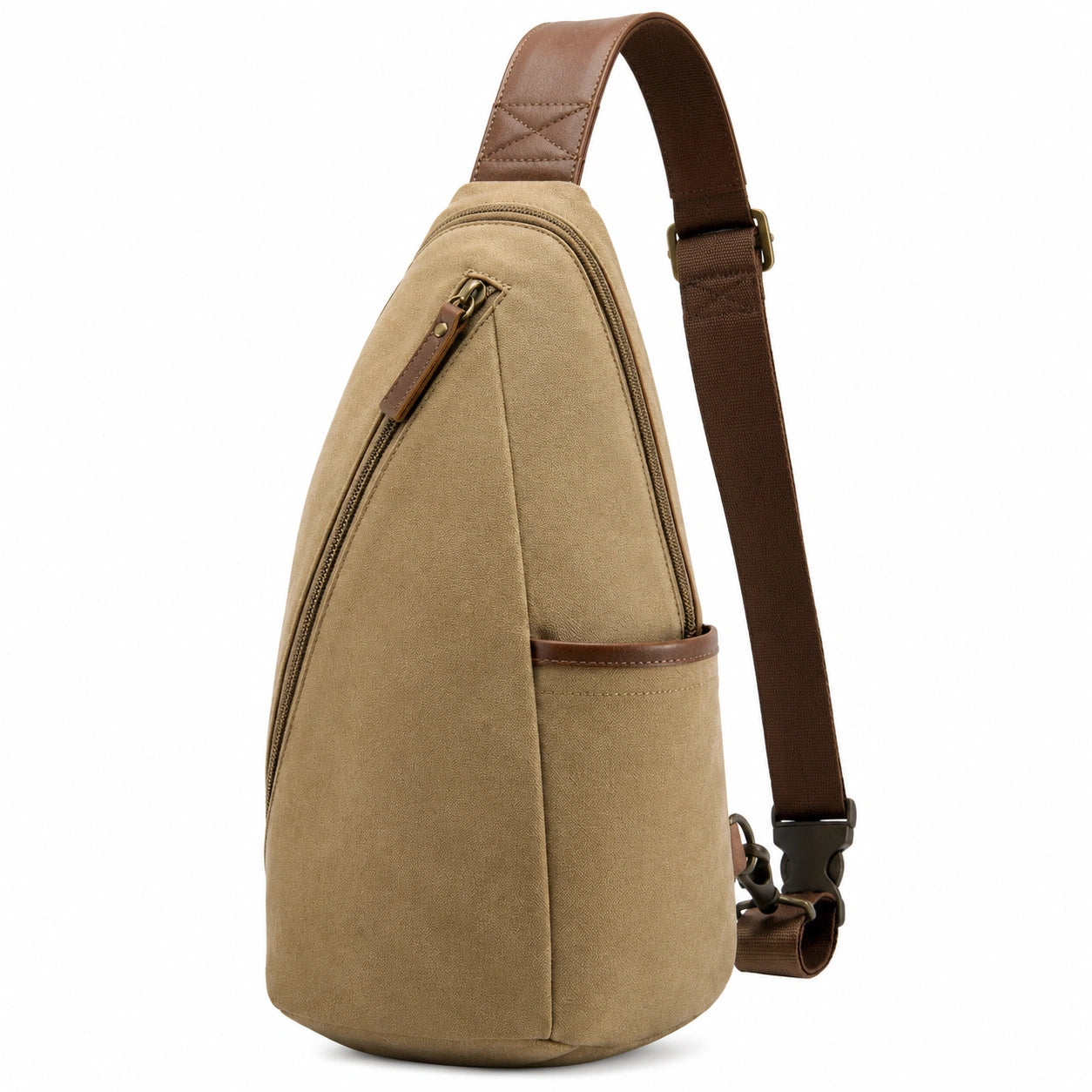 Sac bandoulière 18 x 8 x 32 cm en matière synthétique effet daim beige pour usage quotidien