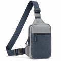 Sac bandoulière 18 x 8 x 30 cm en similicuir et textile gris bleu réglable