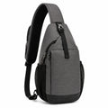 Sac à dos bandoulière 18 x 8 x 32 cm en tissu synthétique gris à poches multiples