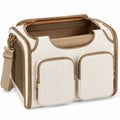 Sac de transport pour animal 45 x 30 x 30 cm en tissu synthétique beige et marron avec bandoulière