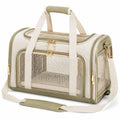Sac de transport pour animaux 45 cm 28 cm 30 cm textile et maille beige vert sauge avec ventilation