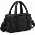 Sac de voyage 38 x 18 x 28 cm noir en textile matelassé avec bandoulière réglable