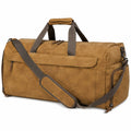 Sac de voyage 55 x 28 x 30 cm en matière synthétique aspect suédé marron - compartiments zippés et bandoulière réglable
