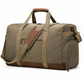 Sac de voyage 55 x 28 x 30 cm en toile kaki et similicuir marron avec bandoulière amovible