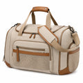Sac de voyage 50 x 25 x 30 cm en toile beige et similicuir marron avec bandoulière amovible