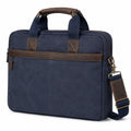 Sacoche pour ordinateur portable 40 x 30 x 8 cm textile bleu marine marron style professionnel avec bandoulière